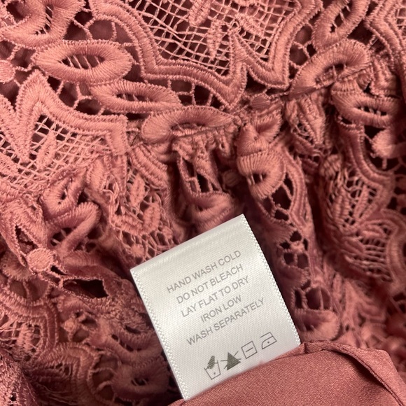 Lovers + Friends DREAM VACAY DRESS In Mauve Pink S Off Shoulder Revolve Lace - Picture 13 of 16